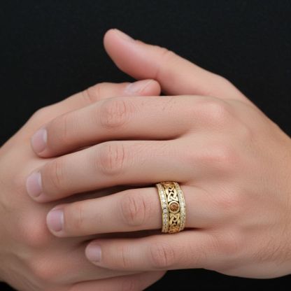 Sotiya Vintage Celtic Knot Round Cut Coffee Unisex Eternity Ring Sterling Silver