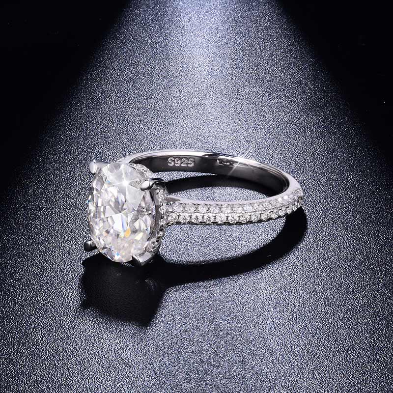 Sotiya Cathedral Hidden Halo Oval Cut Moissanite Engagement Ring Sterling Silver-Sotiya