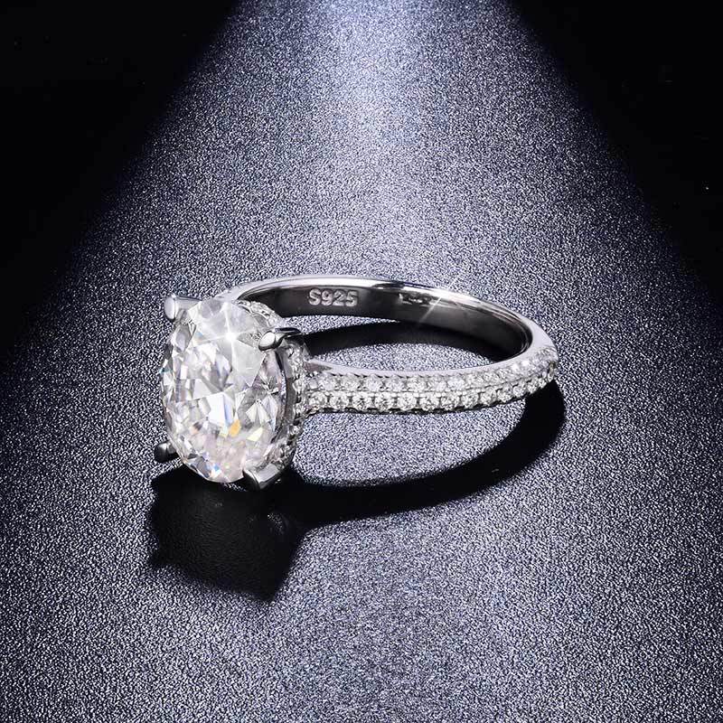 Sotiya Cathedral Hidden Halo Oval Cut Moissanite Engagement Ring Sterling Silver-Sotiya