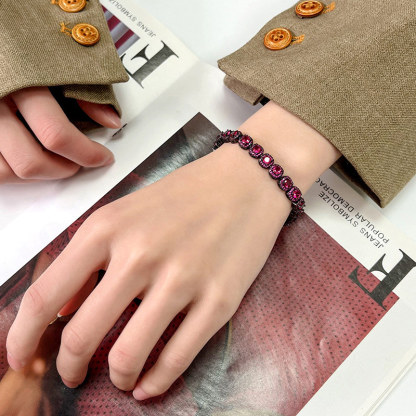 Sotiya Halo Round Cut Tennis Bracelet-Sotiya