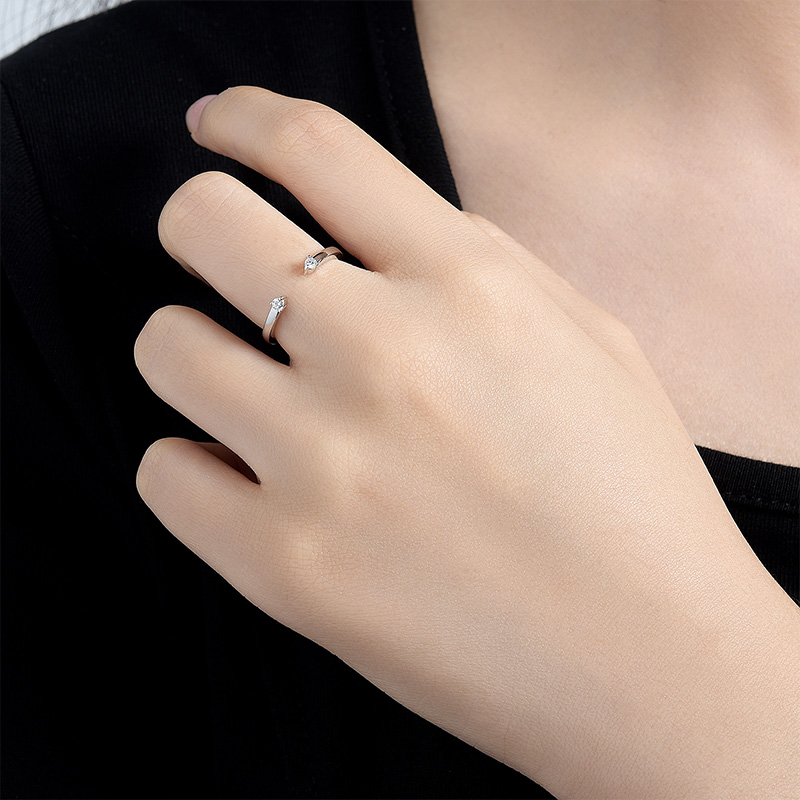 Sotiya Twin Star Round Cut Moissanite Women's Wedding Ring Sterling Silver-Sotiya