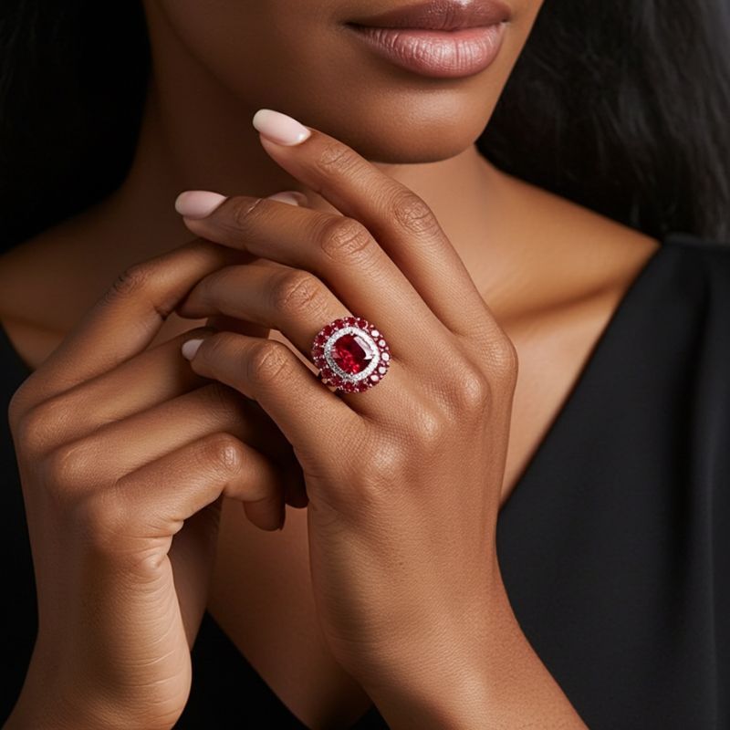 Sotiya Cathedral Double Halo Cushion Cut Engagement Ring Sterling Silver-Sotiya