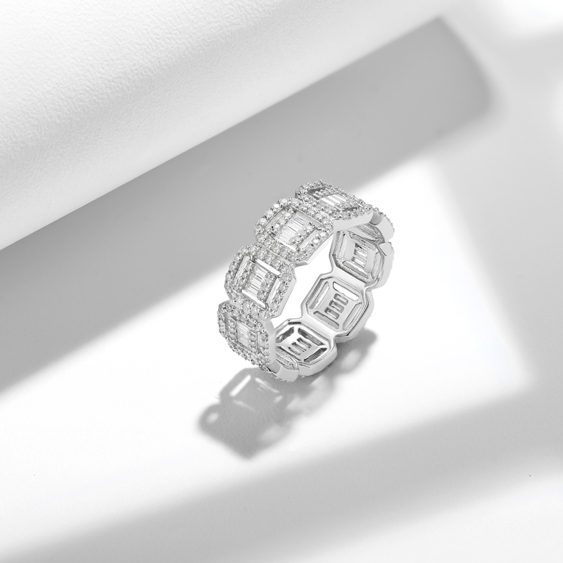 Sotiya Square Moissanite Eternity Ring Sterling Silver-Sotiya