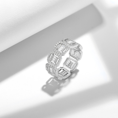 Sotiya Square Moissanite Eternity Ring Sterling Silver-Sotiya