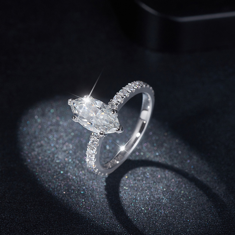 Sotiya 6 Prong Marquise Cut Moissanite Engagement Ring Sterling Silver-Sotiya