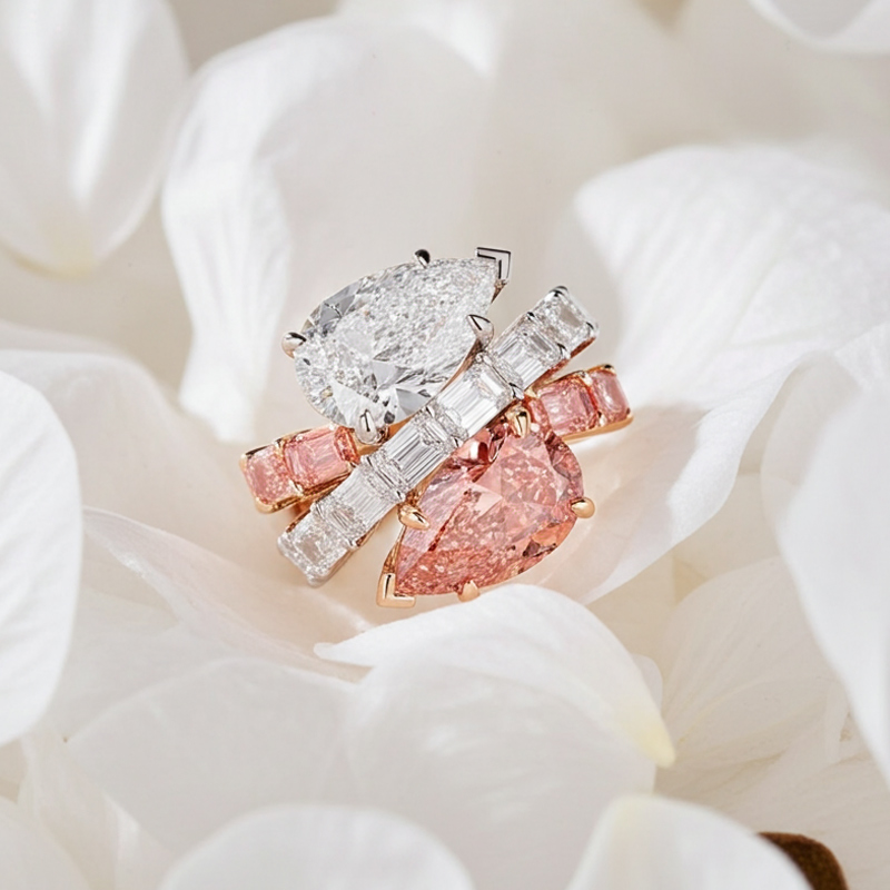 Sotiya Toi et Moi Crossover Pear Cut Two Stone Engagement Ring Sterling Silver-Sotiya