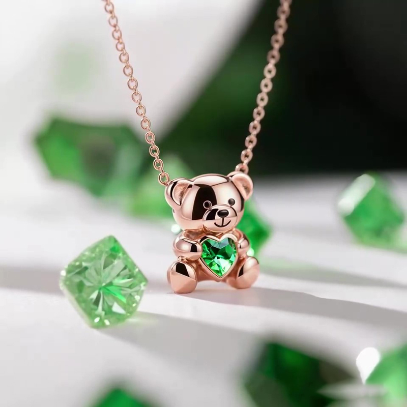 Sotiya Best Buds Embrace Love Teddy Bear Heart Cut Necklace Sterling Silver-Sotiya