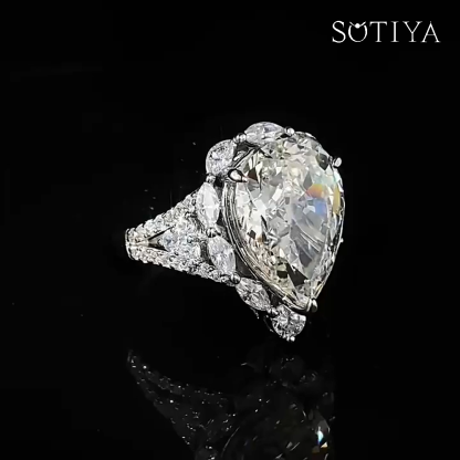 Sotiya Side Stone Pear Cut Engagement Ring Sterling Silver
