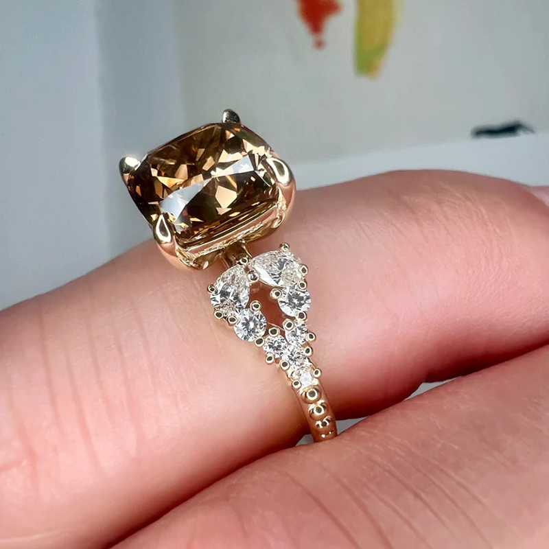 Sotiya Sidestone Coffee Cushion Cut Engagement Ring Sterling Silver-Sotiya