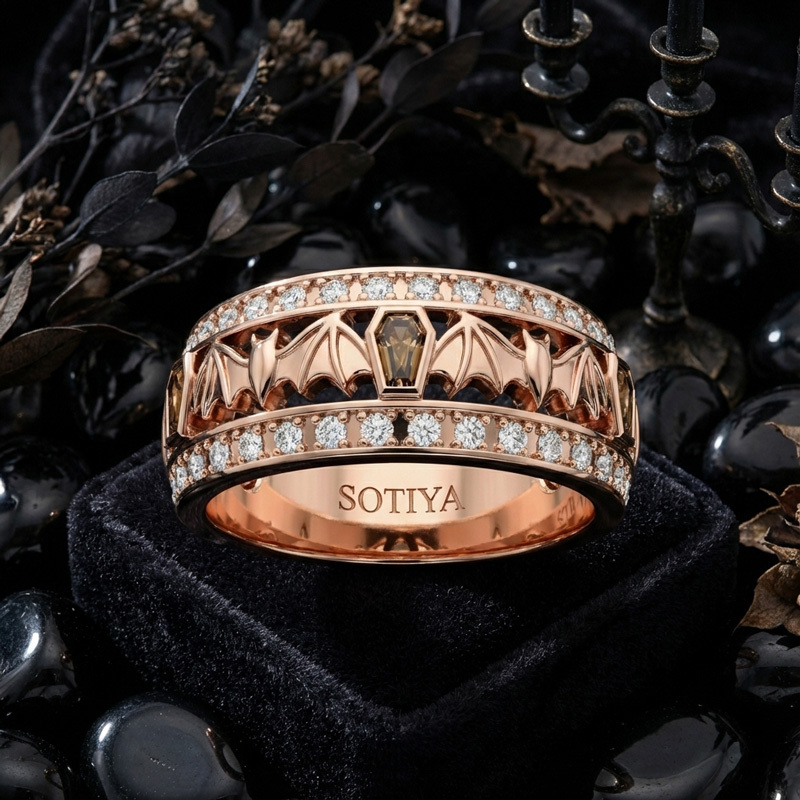 Sotiya Coffin Cut Coffee Bat Women's Wedding Ring Band Sterling Silver-Sotiya