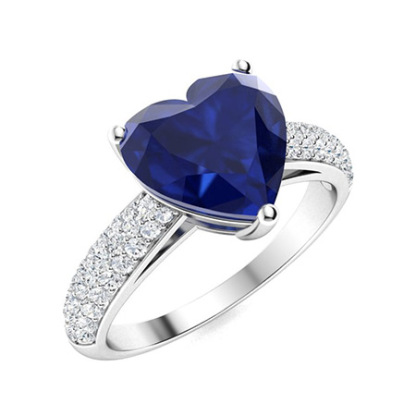 Sotiya Customizable 12 Birthstone Curved Pave Heart-Cut London Blue Topaz Engagement Ring Sterling Silver-Sotiya