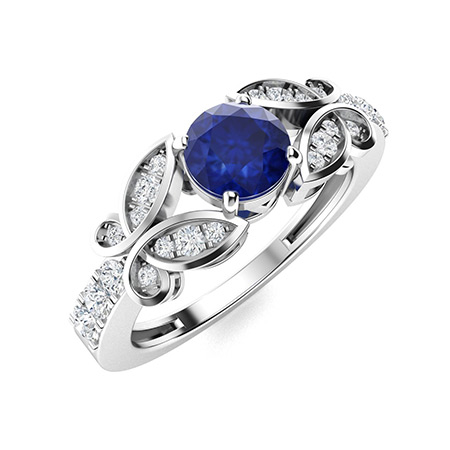 Sotiya Customizable 12 Birthstone Butterfly Round Cut Engagement Ring Sterling Silver