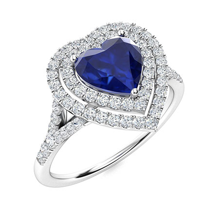 Sotiya Customizable 12 Birthstone Double Halo Heart Cut Engagement Ring Sterling Silver