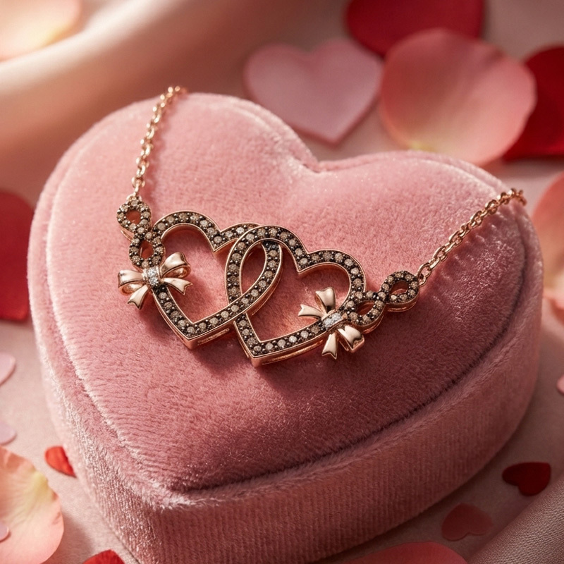 Sotiya Heart to Heart Infinity Bowknot Coffee Necklace Sterling Silver-Sotiya