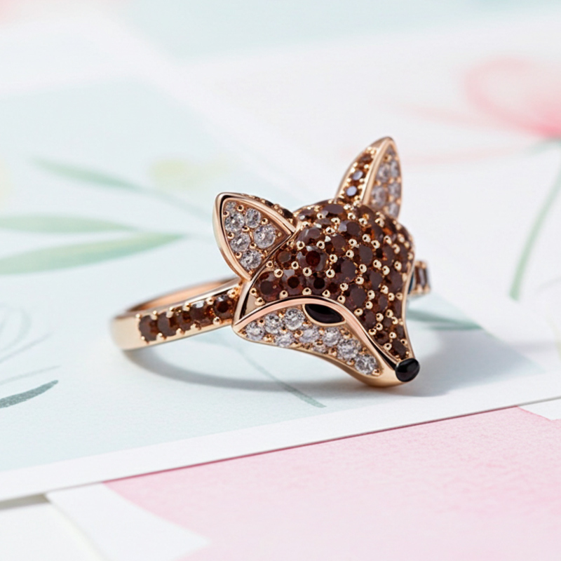 Sotiya Animal City Fox Design Coffee Cocktail Ring-Sotiya