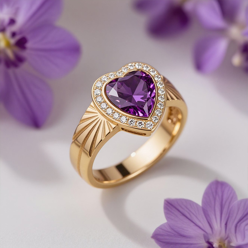 Sotiya Halo Heart Cut Carving Coffee Engagement Ring Sterling Silver-Sotiya