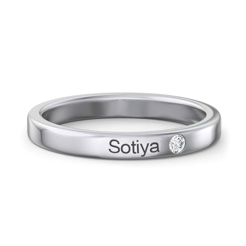 Sotiya Stackable Engraved Birthstone Ring Sterling Silver