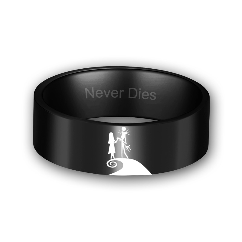 Sotiya Never Dies Halloween Skull Couple Design Women's Wedding Ring Titanium Steel-Sotiya