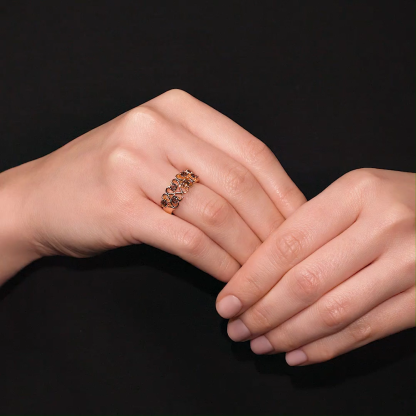 Sotiya S Shaped Curved Round Cut Coffee Cocktail Ring Sterling Silver