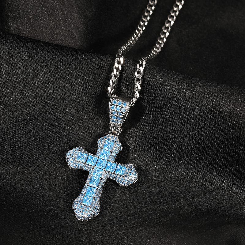 Sotiya Cross Design Faith Radiant Cut Men's Necklace-Sotiya