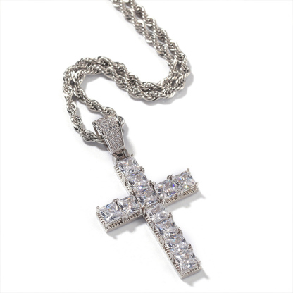 Sotiya Radiant Cut Cross Design Faith Men's Necklace-Sotiya