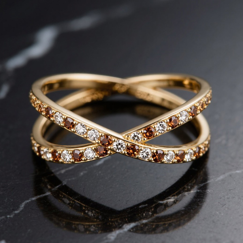 Sotiya Cross Coffee Women's Wedding Ring Sterling Silver-Sotiya