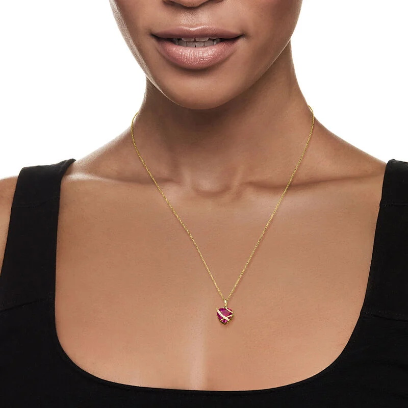 Sotiya Hot Pink Heart Cut Pendant Necklace Sterling Silver-Sotiya
