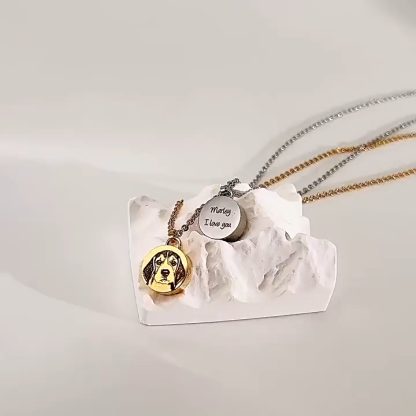 Sotiya Pet Photo Engraved Personalized Keepsake Titanium Necklace for Hair and Ashes