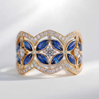 Sotiya Round and Marquise Cut Flower Ring Sterling Silver-Sotiya