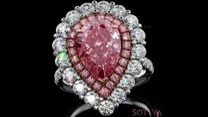 Sotiya Double Halo Pear Cut Pink Two Tone Engagement Ring Sterling Silver