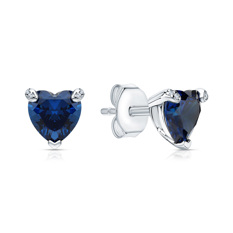 Sotiya Classic Heart Cut Sapphire/Pink Stud Earrings Sterling Silver