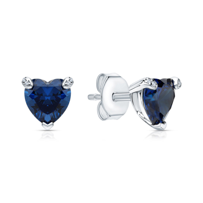 Sotiya Classic Heart Cut Sapphire/Pink Stud Earrings Sterling Silver