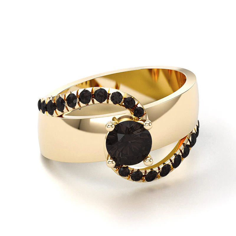 Sotiya Bypass Round Cut Cigar Coffee Engagement Ring Sterling Silver