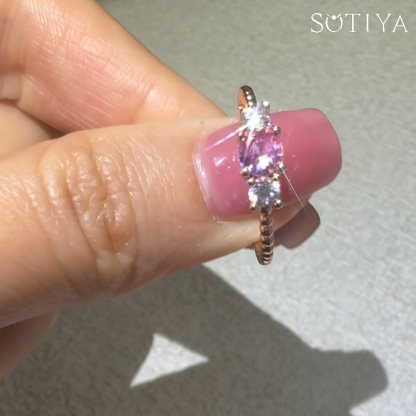 Sotiya Three Stone Rose Gold Tone Promise Ring Sterling Silver