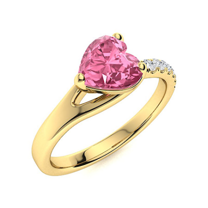 Sotiya Split Shank Hot Pink Heart Cut Engagement Ring Sterling Silver-Sotiya