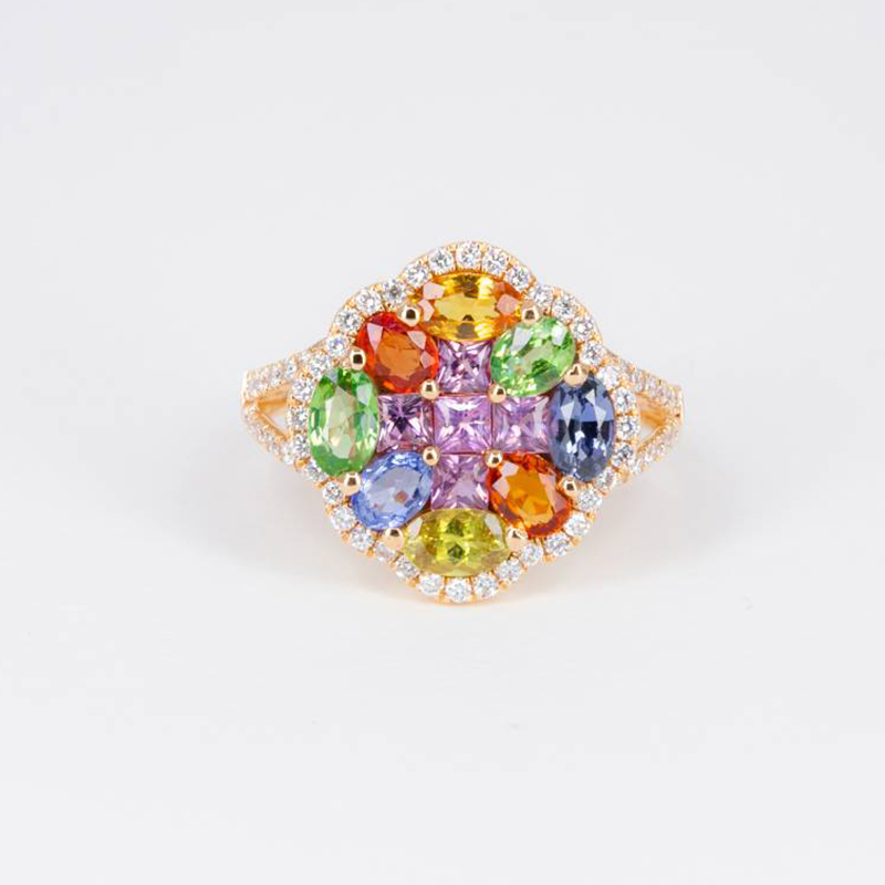 Sotiya Multi Color Cluster Cocktail Ring Sterling Silver-Sotiya
