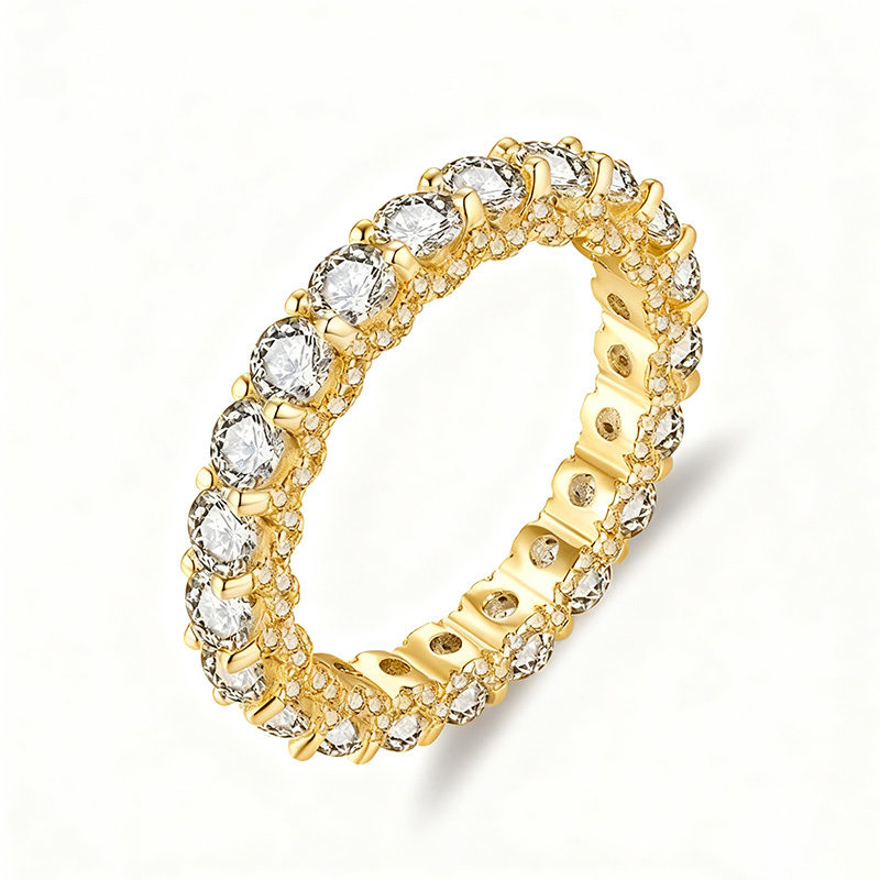 Sotiya Round Cut Three Sided Pave Eternity Ring Sterling Silver-Sotiya