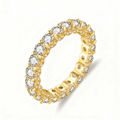 Sotiya Round Cut Three Sided Pave Eternity Ring Sterling Silver-Sotiya