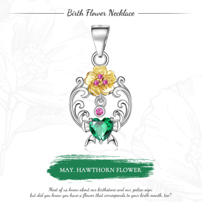 Sotiya Personalized 12 Birthstones Birth Month Flower Necklace Sterling Silver-Sotiya