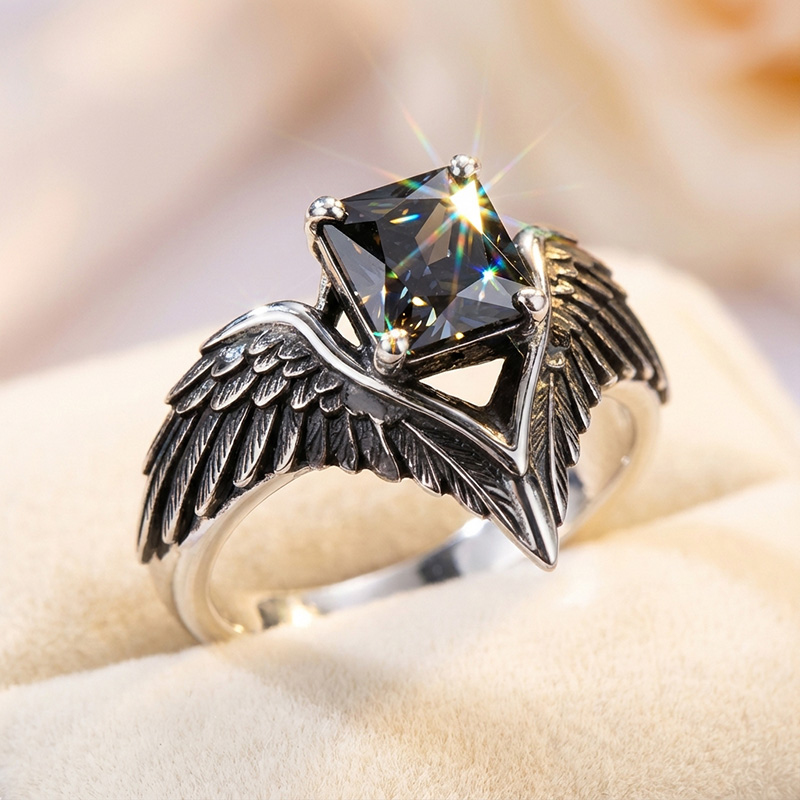Sotiya Duskendale Three-eyed Crow Wing Radiant Cut Cocktail Ring Sterling Silver-Sotiya