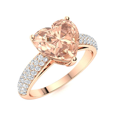 Sotiya Curved Pave Heart-Cut Morganite Engagement Ring in Sterling Silver-Sotiya