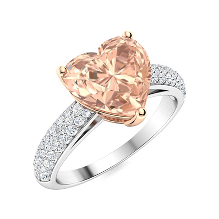 Sotiya Curved Pave Heart-Cut Morganite Engagement Ring in Sterling Silver-Sotiya