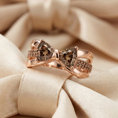 Sotiya Bowknot Trillion Cut Coffee Promise Ring Sterling Silver-Sotiya