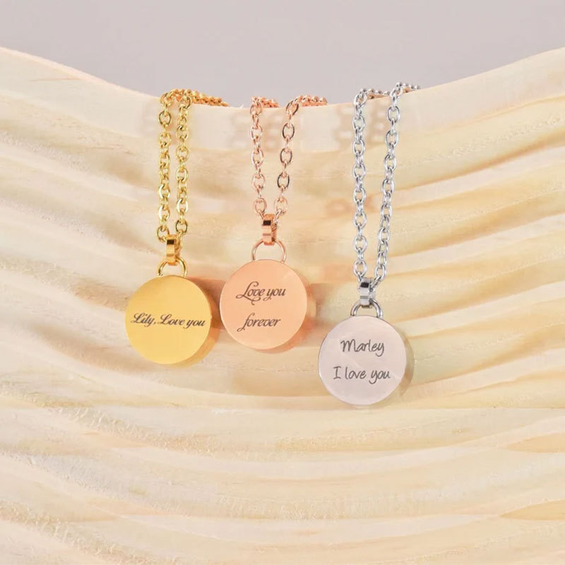 Sotiya Pet Photo Engraved Personalized Keepsake Titanium Necklace for Hair and Ashes-Sotiya