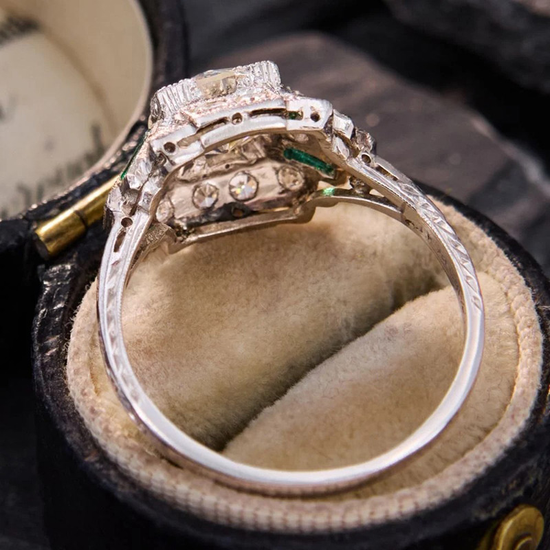 Sotiya Art Deco Round Cut Engagement Ring Sterling Silver-Sotiya