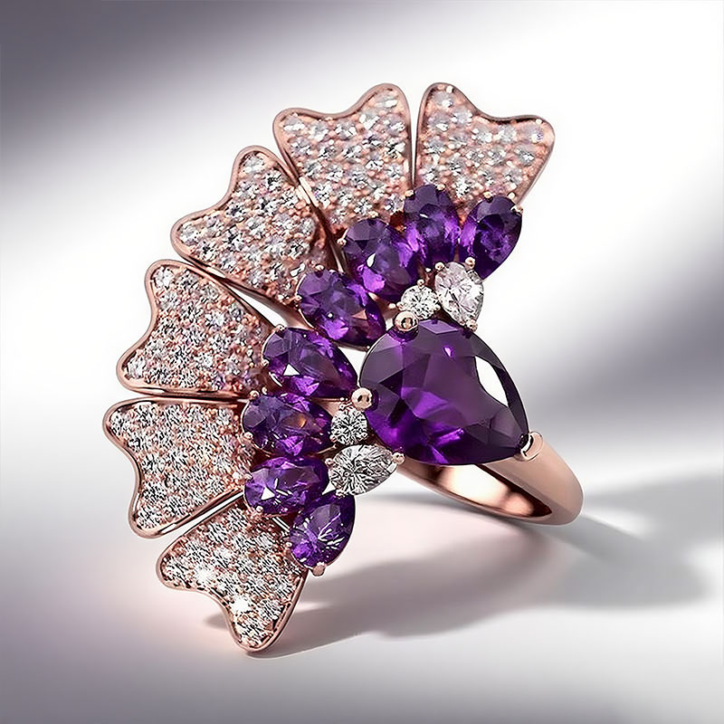 Sotiya Peacock Inspired Pear Cut Cocktail Ring Sterling Silver-Sotiya