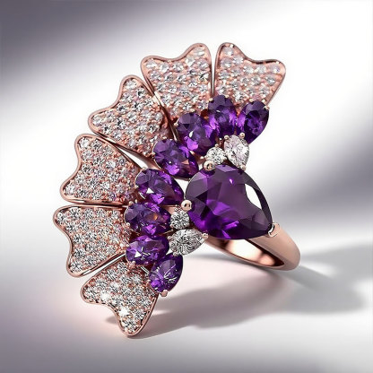 Sotiya Peacock Inspired Pear Cut Cocktail Ring Sterling Silver-Sotiya