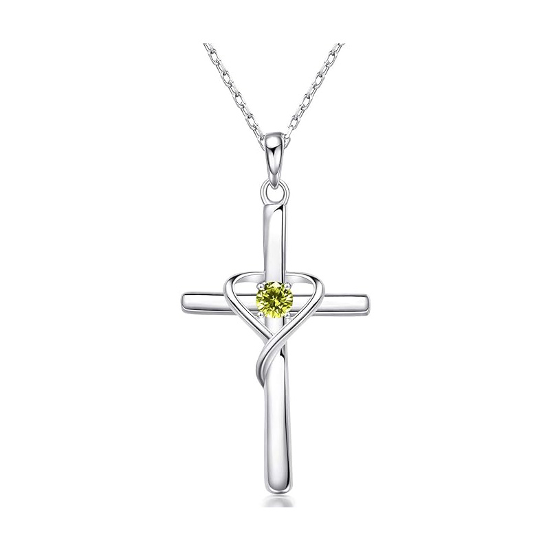 Sotiya 12 Birthstones Intertwined Cross Necklace Sterling Silver-Sotiya