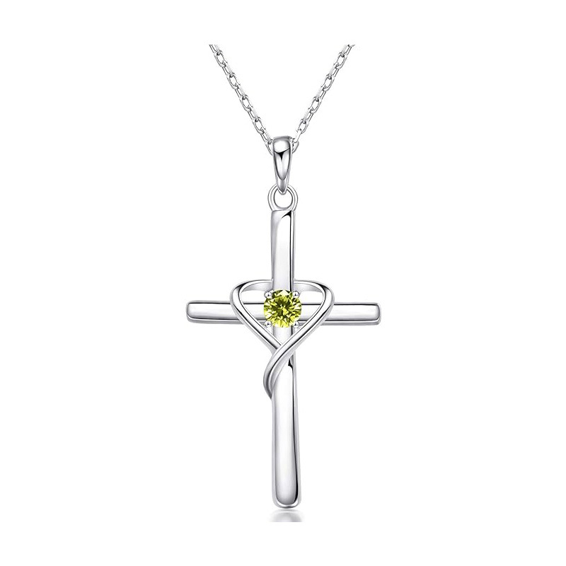 Sotiya 12 Birthstones Intertwined Cross Necklace Sterling Silver-Sotiya