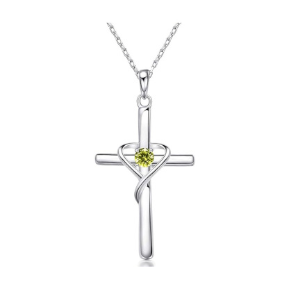 Sotiya 12 Birthstones Intertwined Cross Necklace Sterling Silver-Sotiya